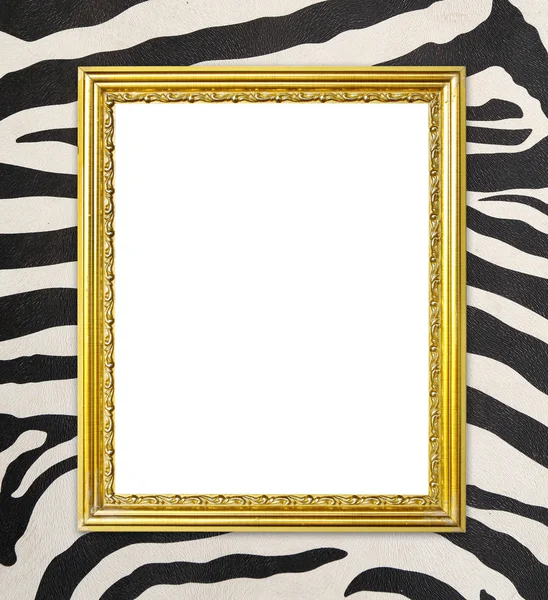 Goldener Rahmen mit Zebra-Textur Hintergrund — Stockfoto