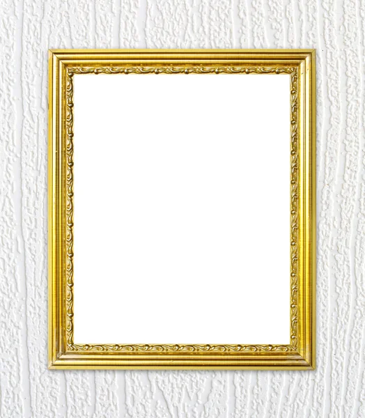 Golden frame on wood wall background — Stock Photo, Image