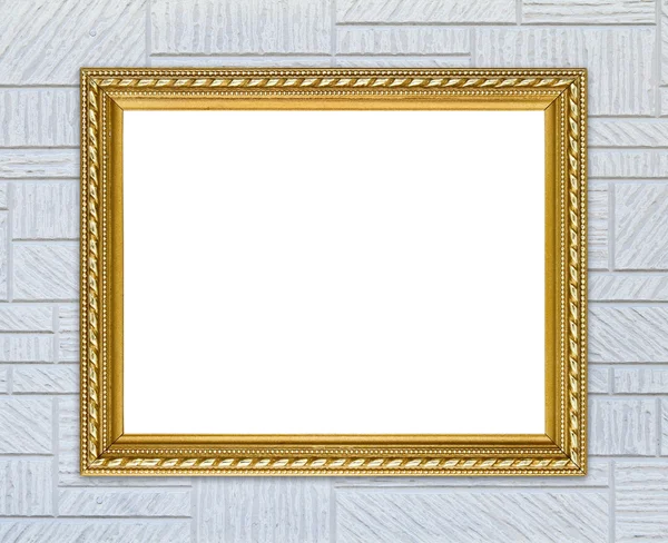 Golden frame on modern wall background — Stock Photo, Image