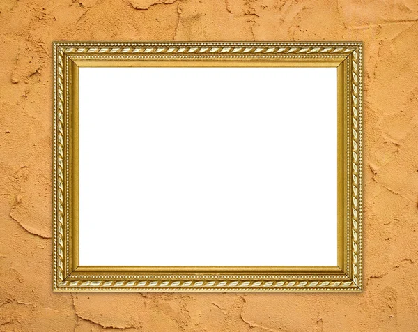 Золота рамка на фоні цементної стіни — стокове фото