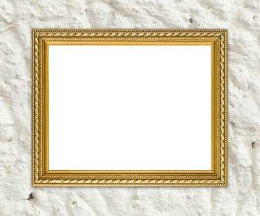 Çimento duvar arka plan boş altın çerçeve