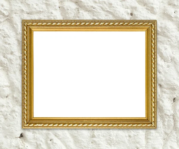 Lege gouden frame op cement muur achtergrond — Stockfoto