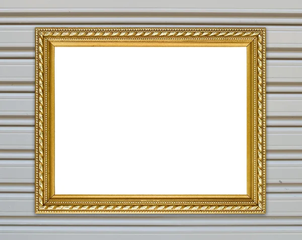 Золота рамка на металевому фоні стіни — стокове фото