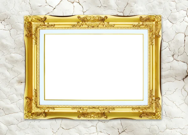 Golden frame on cement wall background — Stock Photo, Image