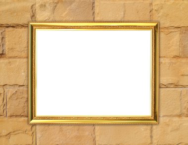 tuğla duvar zemin üzerine altın çerçeve