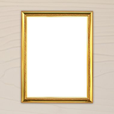 ahşap duvar zemin üzerine altın çerçeve
