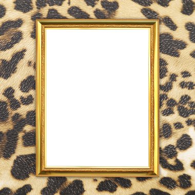 leopar doku arka plan ile altın çerçeve
