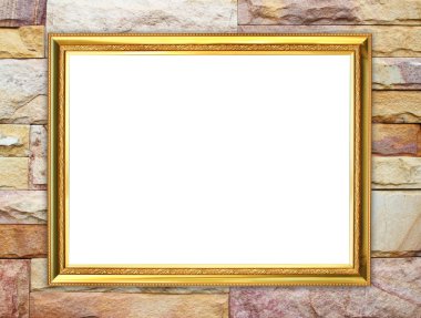 tuğla duvar zemin üzerine altın çerçeve