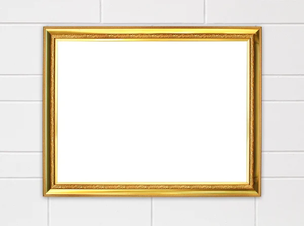 Golden frame on cement wall background — Stock Photo, Image