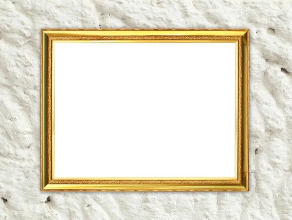 Golden frame on cement wall background — Stock Photo, Image