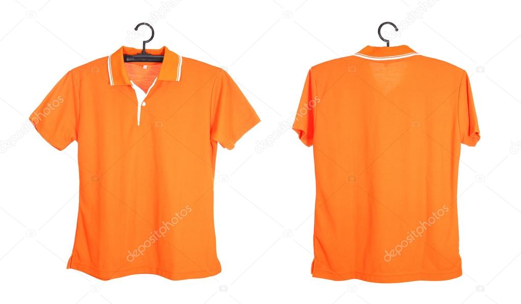 polo shirt template on hange isolated on white background