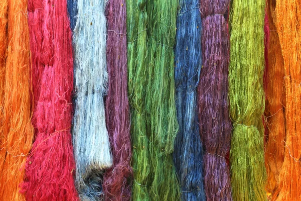 Colorful raw silk thread — Stock Photo, Image
