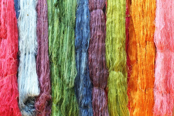 Colorful raw silk thread — Stock Photo, Image