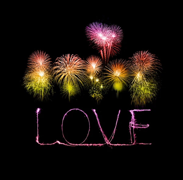 Amour feux d'artifice scintillant alphabet avec feux d'artifice — Photo