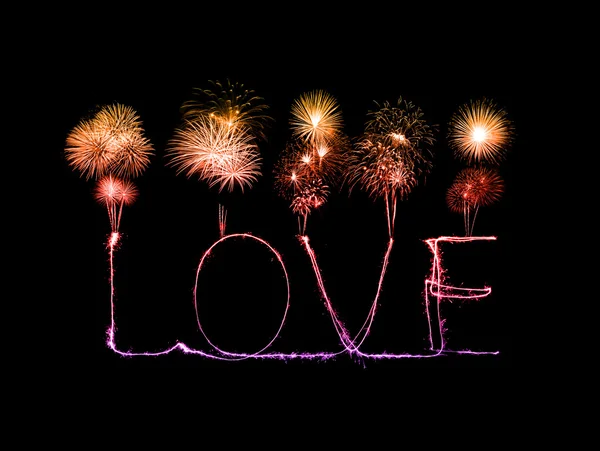 Love sparkler firework light alphabet — Stock Photo, Image