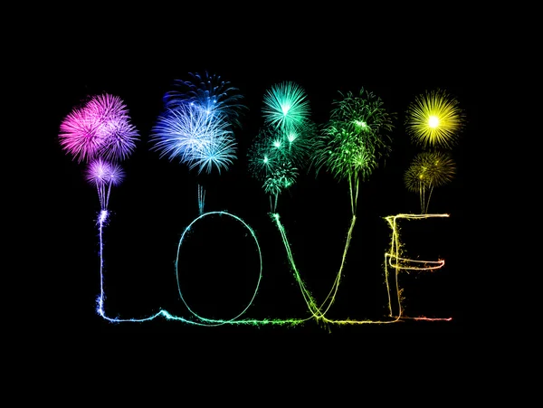 Love sparkler firework light alphabet — Stock Photo, Image