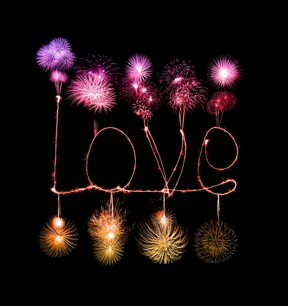 Liebe Wunderkerze Feuerwerk Licht Alphabet — Stockfoto