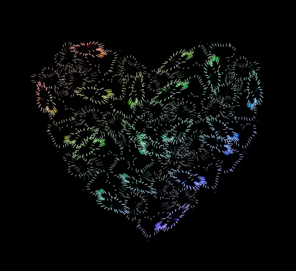 Красивий феєрверк серця над небом — стокове фото