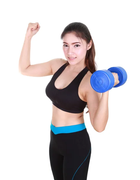 Fitness vrouw met dumbbell — Stockfoto