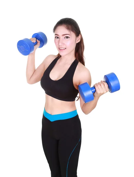 Fitness kadın dumbbell ile — Stok fotoğraf