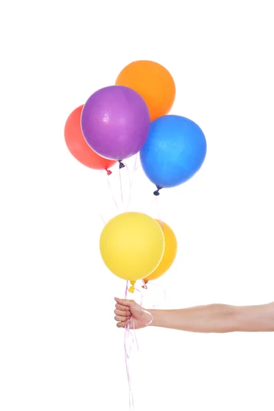 Renkli balonlarla el — Stok fotoğraf
