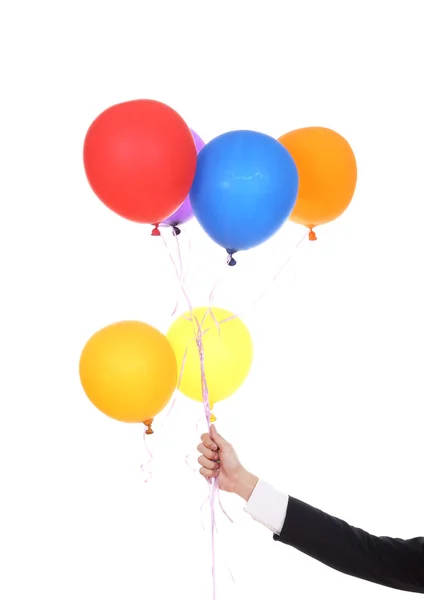 Mano de negocios con globos de colores —  Fotos de Stock