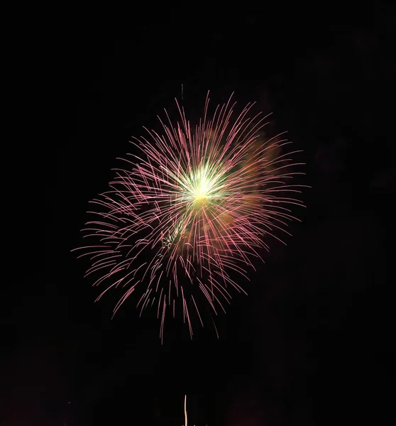 Hermosos fuegos artificiales sobre el cielo — Foto de Stock