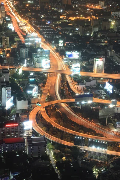 Bangkok Schnellstraße und Autobahn Draufsicht bei Nacht — Stockfoto
