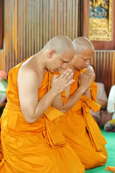 Ordinationszeremonie, die die thailändischen jungen Männer zu den neuen — Stockfoto