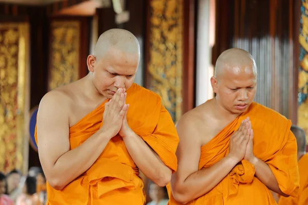 Ordinationszeremonie, die die thailändischen jungen Männer zu den neuen — Stockfoto