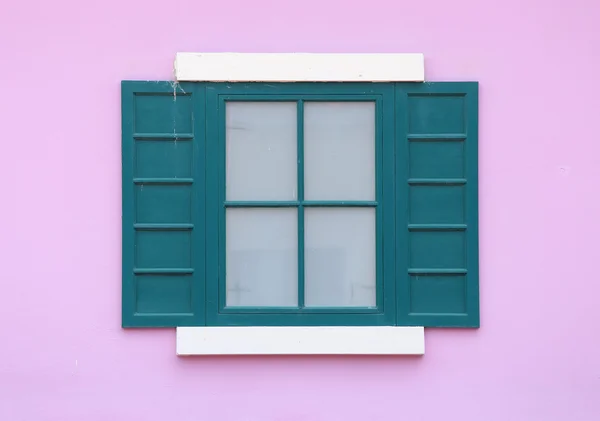 Vintage ventana con fondo de pared —  Fotos de Stock