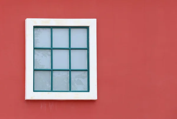 Vintage venster met muur achtergrond — Stockfoto