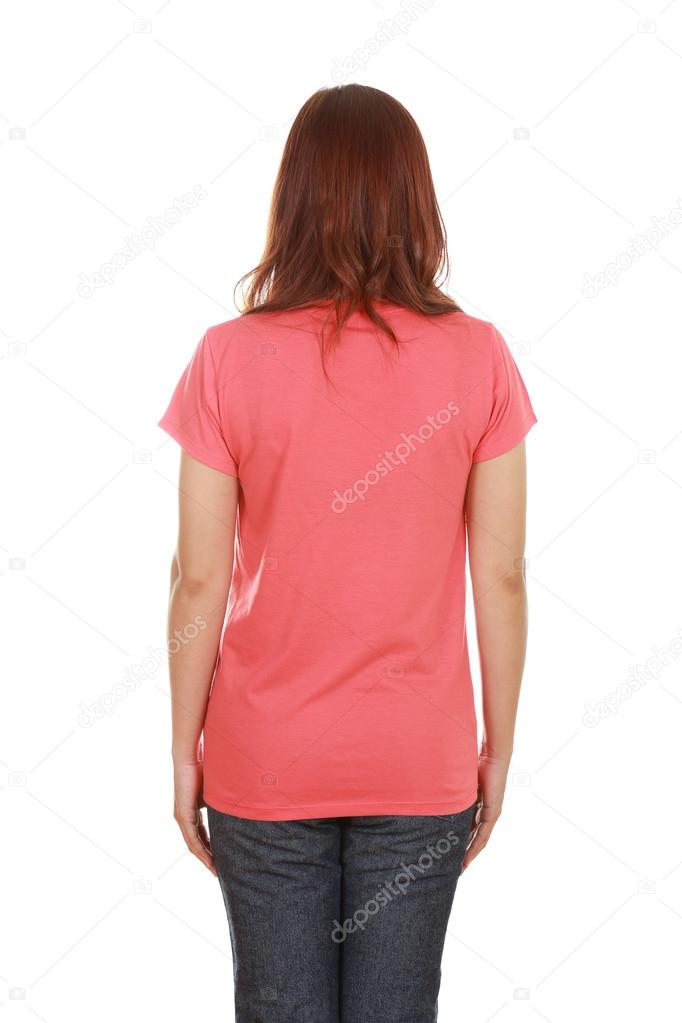 female with blank t-shirt (back side) 
