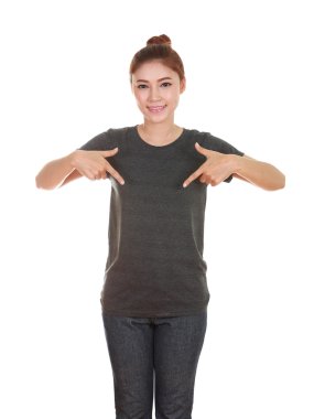 genç güzel kadın, boş t-shirt 