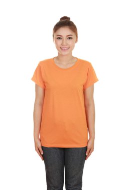 genç güzel kadın, boş t-shirt 