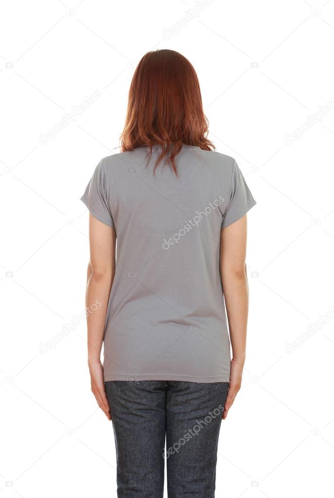 female with blank t-shirt (back side) 