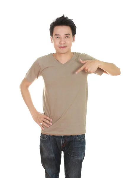 Adam boş t-shirt ile — Stok fotoğraf