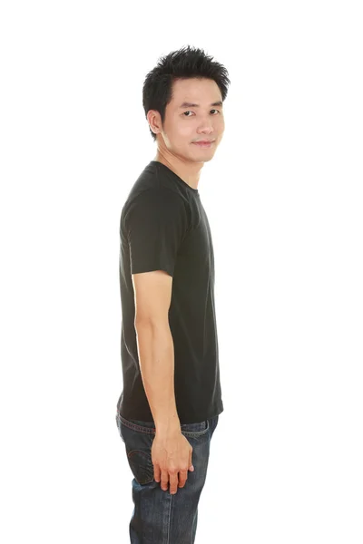 Man with black t-shirt (side view) — 图库照片