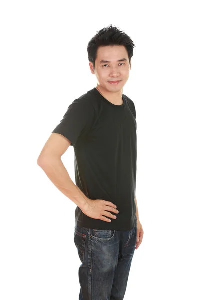 Man with black t-shirt (side view) — Stock Photo, Image