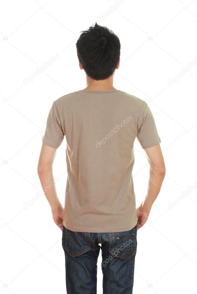 man with blank t-shirt 