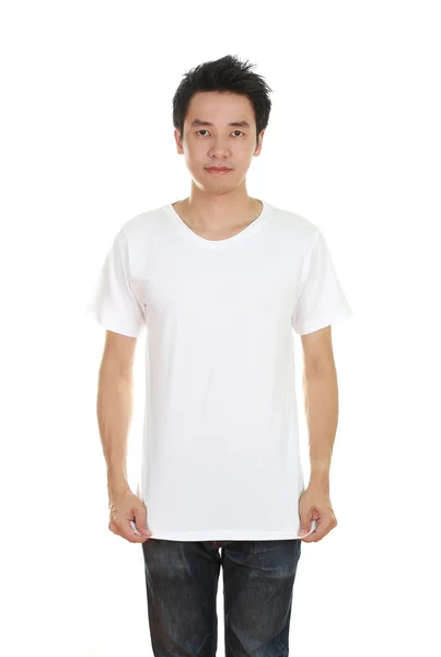 Homme avec t-shirt blanc — Photo