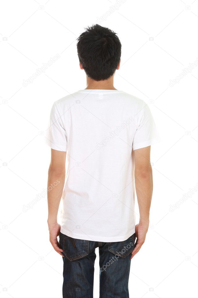 man with blank t-shirt 