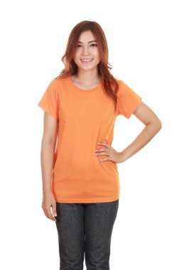 genç güzel kadın, boş t-shirt 