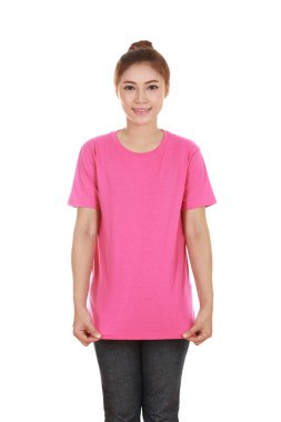 genç güzel kadın, boş t-shirt 