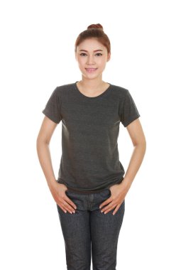 genç güzel kadın, boş t-shirt 