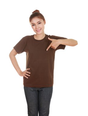 genç güzel kadın, boş t-shirt 