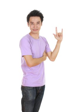 t-shirt adam seni seviyorum el işareti ile