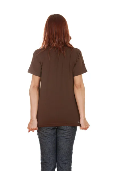 Female with blank t-shirt (back side) — Stock Photo, Image