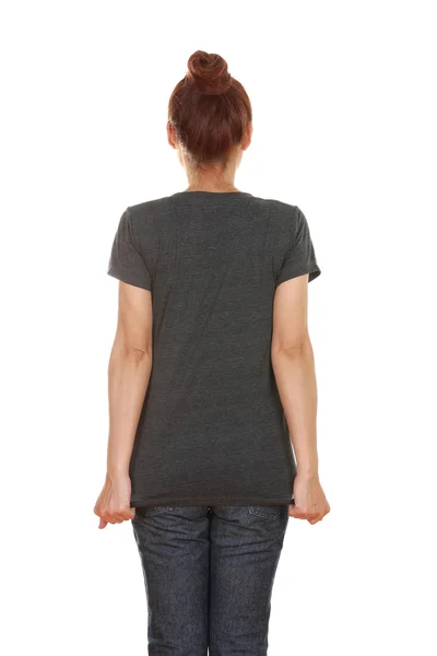 Fêmea com camiseta em branco (parte de trás ) — Fotografia de Stock