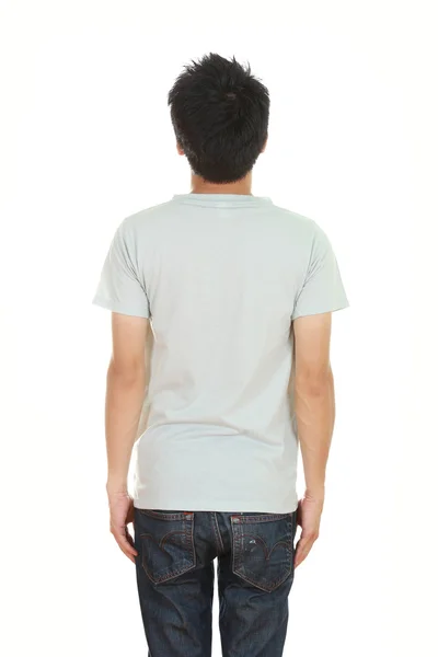 Mand med blank t-shirt - Stock-foto